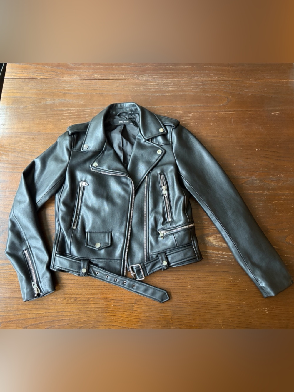 Zara Black Leather Motorcycle Jacket